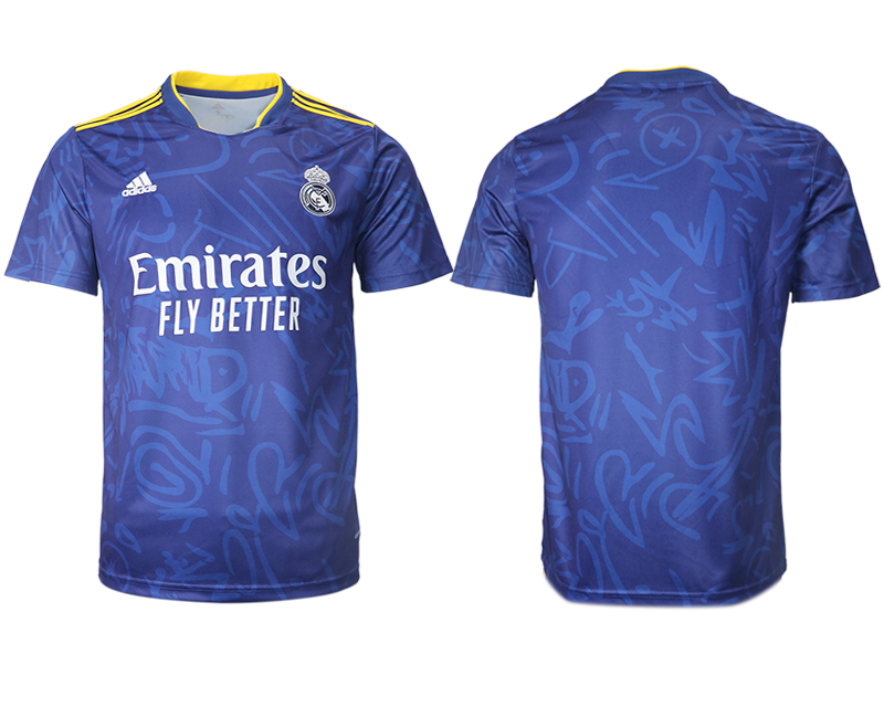 Men 2021-2022 Club Real Madrid away aaa version blue blank Soccer Jersey